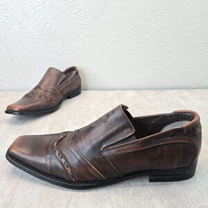 Lounge Mark Nason Cross Loafers Mens Size 10 Brown Leather Preppy Dress Shoes